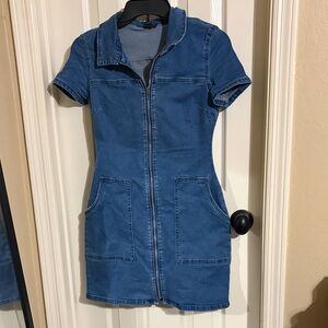 Justify Blue Denim Zip-Front Dress